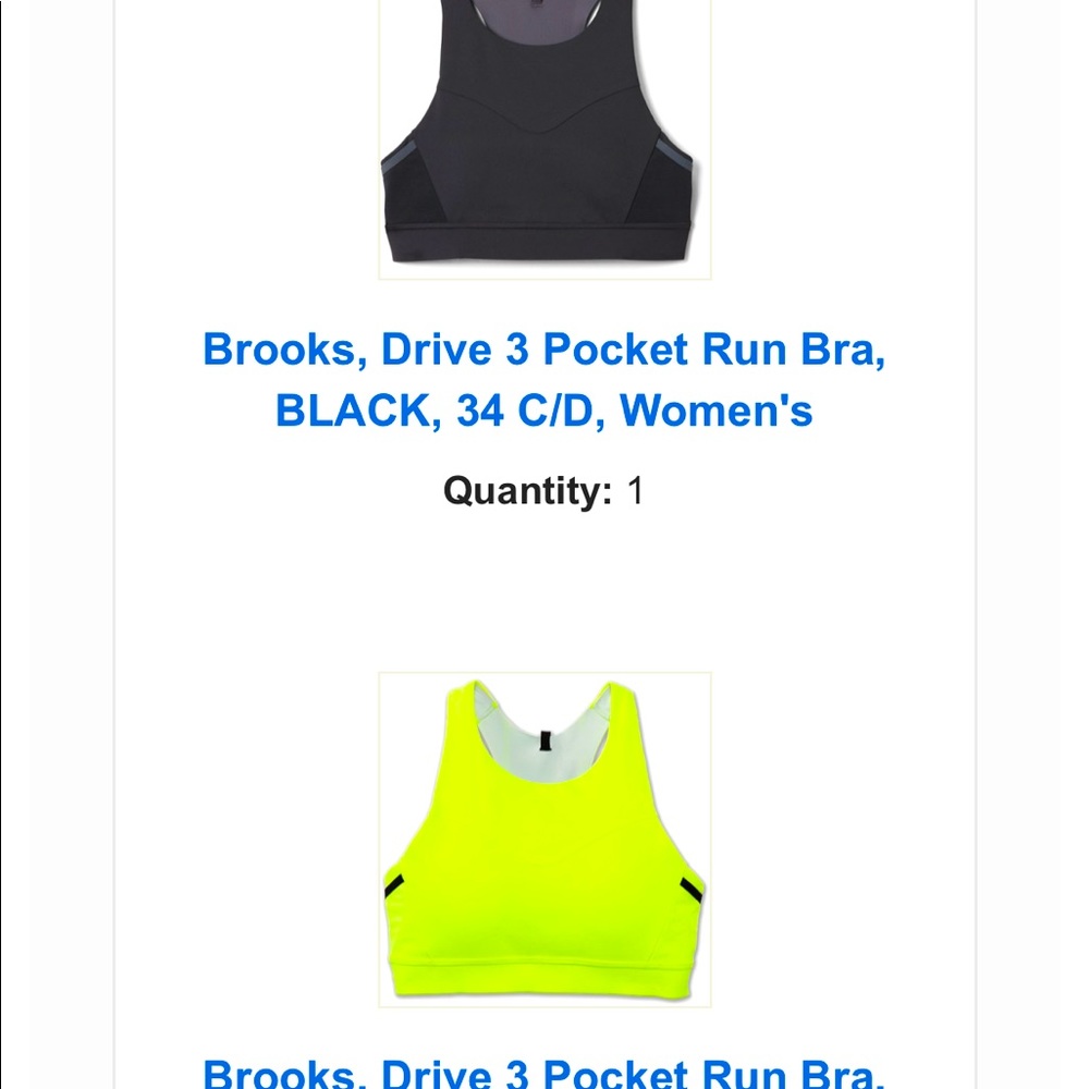 2 brand new in bags with tags Brooks 3 pocket drive run sports bra 34 C/D